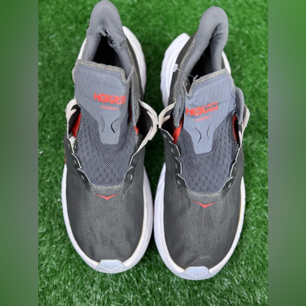 Hoka Gray And Red Sneakers Modern Athletic Design Size 11.5
